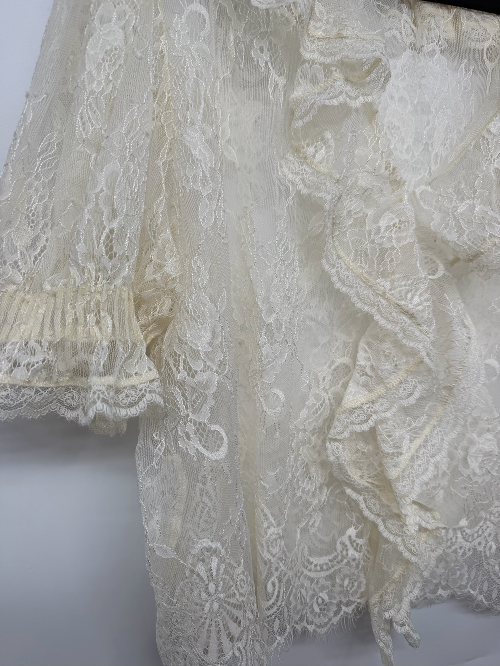 Ivory Lace Ruffle-Trim Blouse - Picture 2 of 5